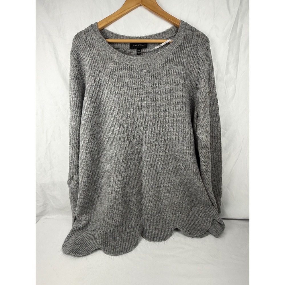 Lane Bryant Gray Metallic Shimmer Scalloped Hem Knit Sweater 22/24
